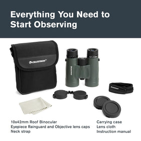 Celestron Nature DX 10x42 twist-up eyecups for glasses wearers.