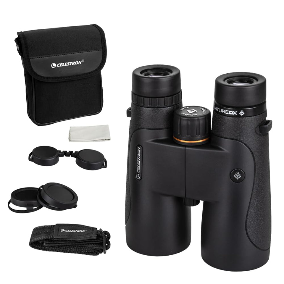 Celestron Nature DX 10x50 birding view shows distant subjects with clarity.