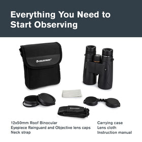Celestron Nature DX 12x50 binoculars offer a wide field of view for tracking wildlife.