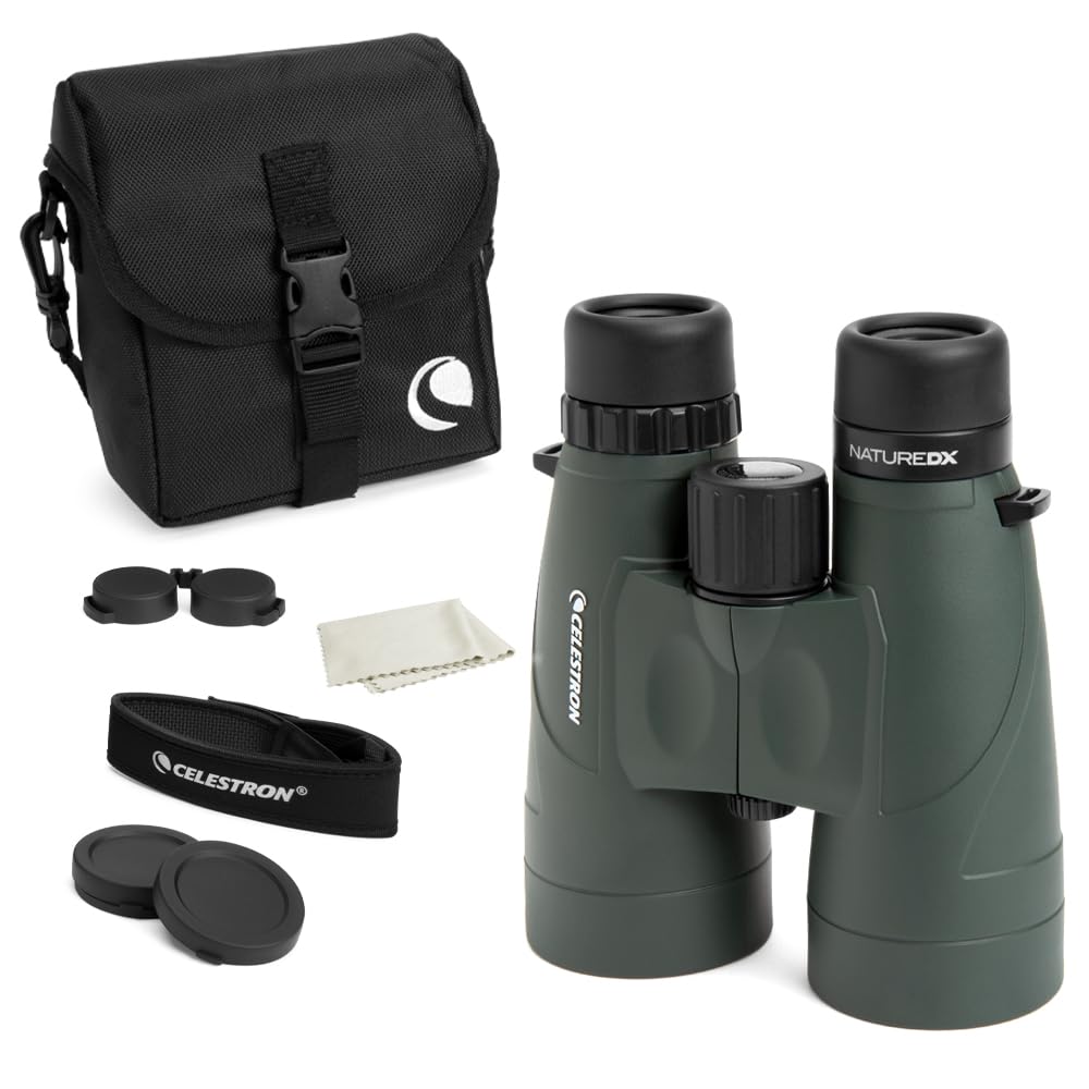 Celestron Nature DX 12x56 binoculars enable bright long-range viewing of distant wildlife.