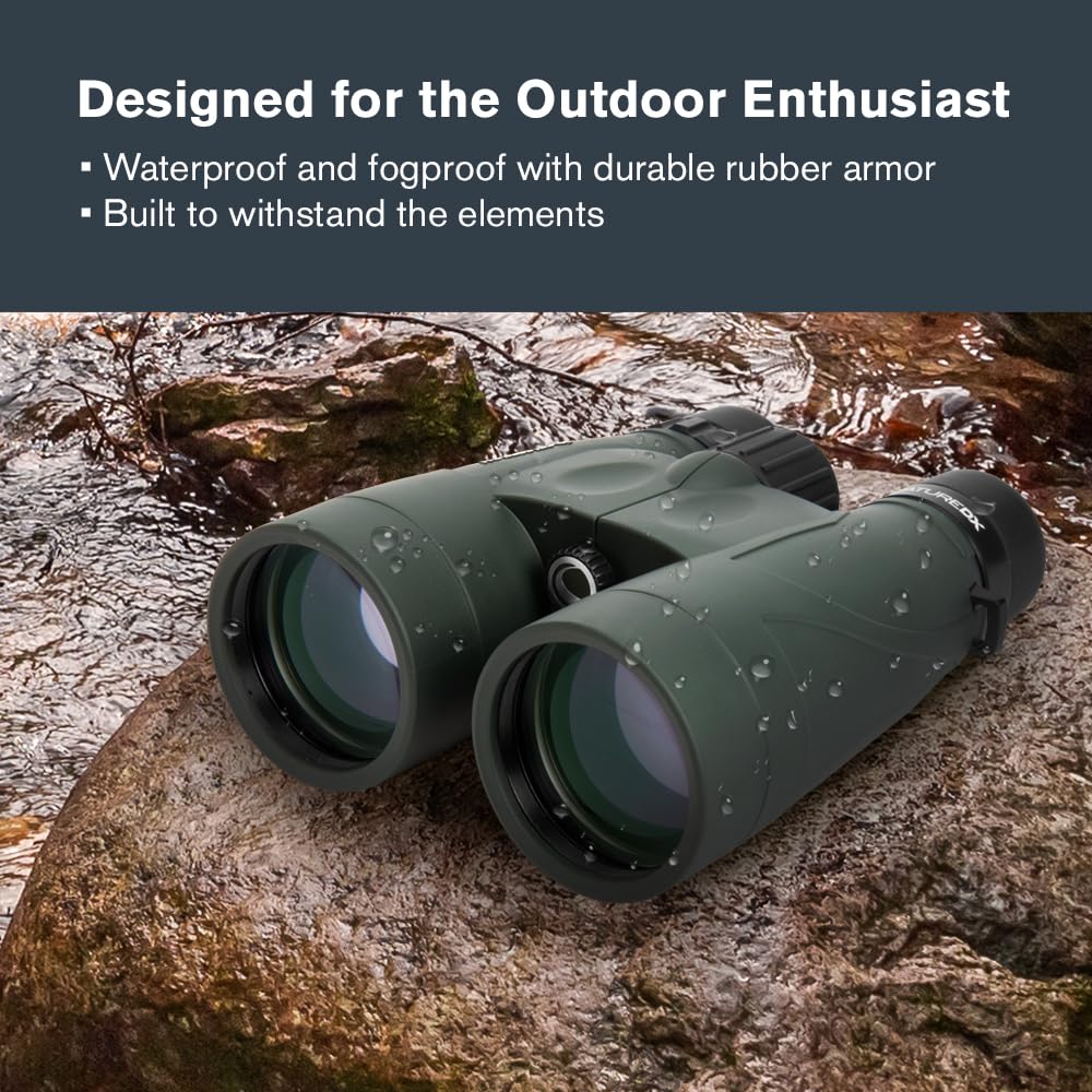 Celestron Nature DX 12x56 feature phase-coated BaK-4 prisms for sharp contrast.
