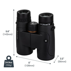 Celestron Nature DX 8x42 accessories including case, strap, rainguard