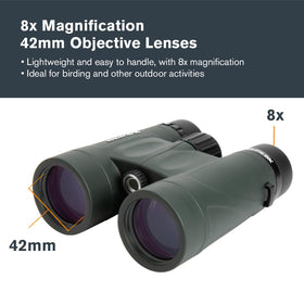 Celestron Nature DX 8x42 binoculars wide field of view helps track birds smoothly