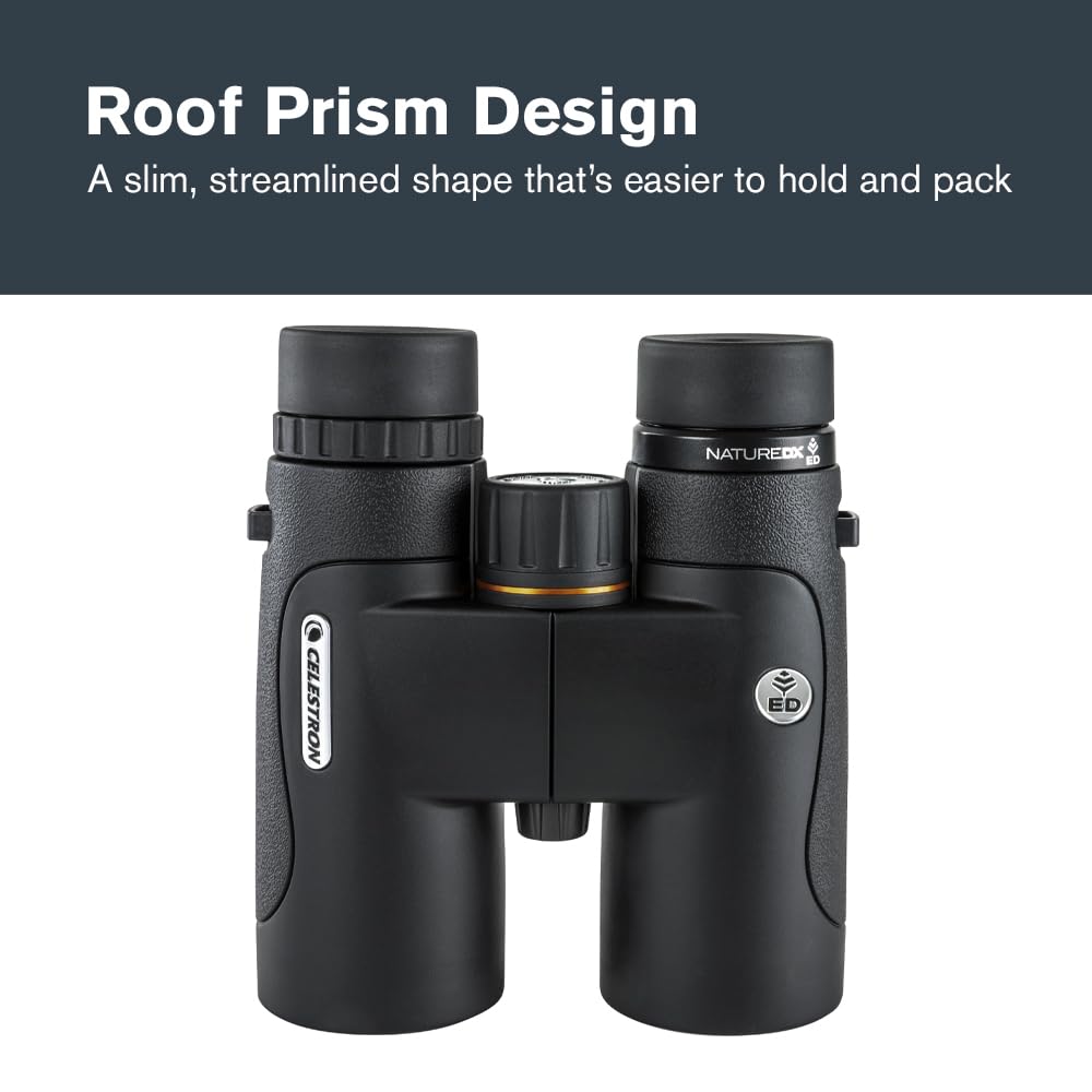 Celestron Nature DX 10x42 twist-up eyecups for glasses or no glasses.