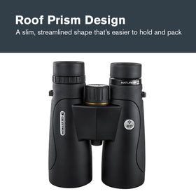 Celestron Nature DX ED 10x50 twist-up eyecups for glasses-friendly comfort.