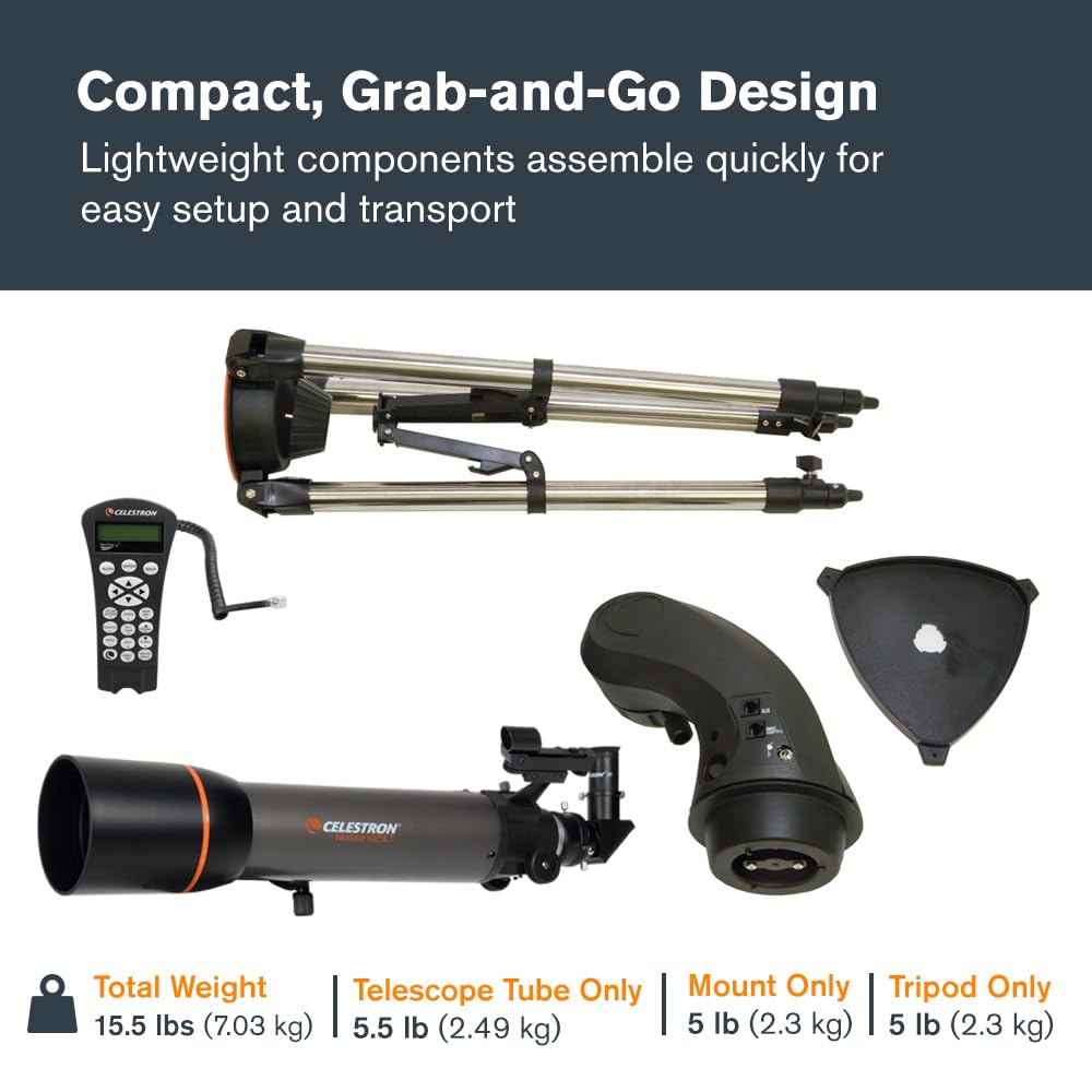 Celestron NexStar 102SLT computerized hand control enables effortless target slewing.