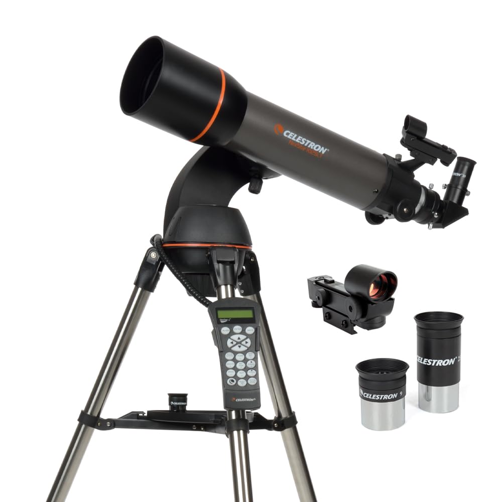 Celestron NexStar 102SLT front view shows compact, portable design for quick stargazing.