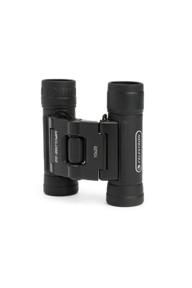 Celestron objective lens detail showing multi-coated glass for brighter views