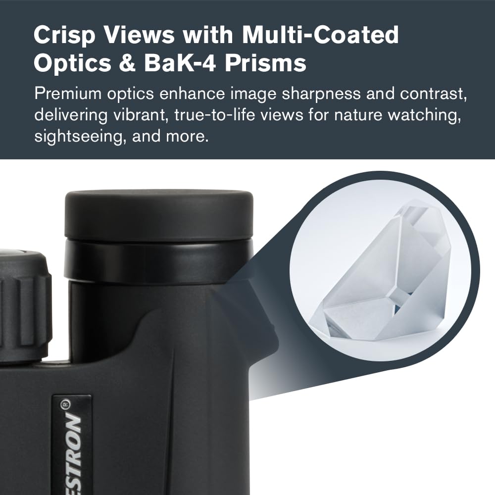 Celestron Outland X 10x25 binoculars in a compact design for portability