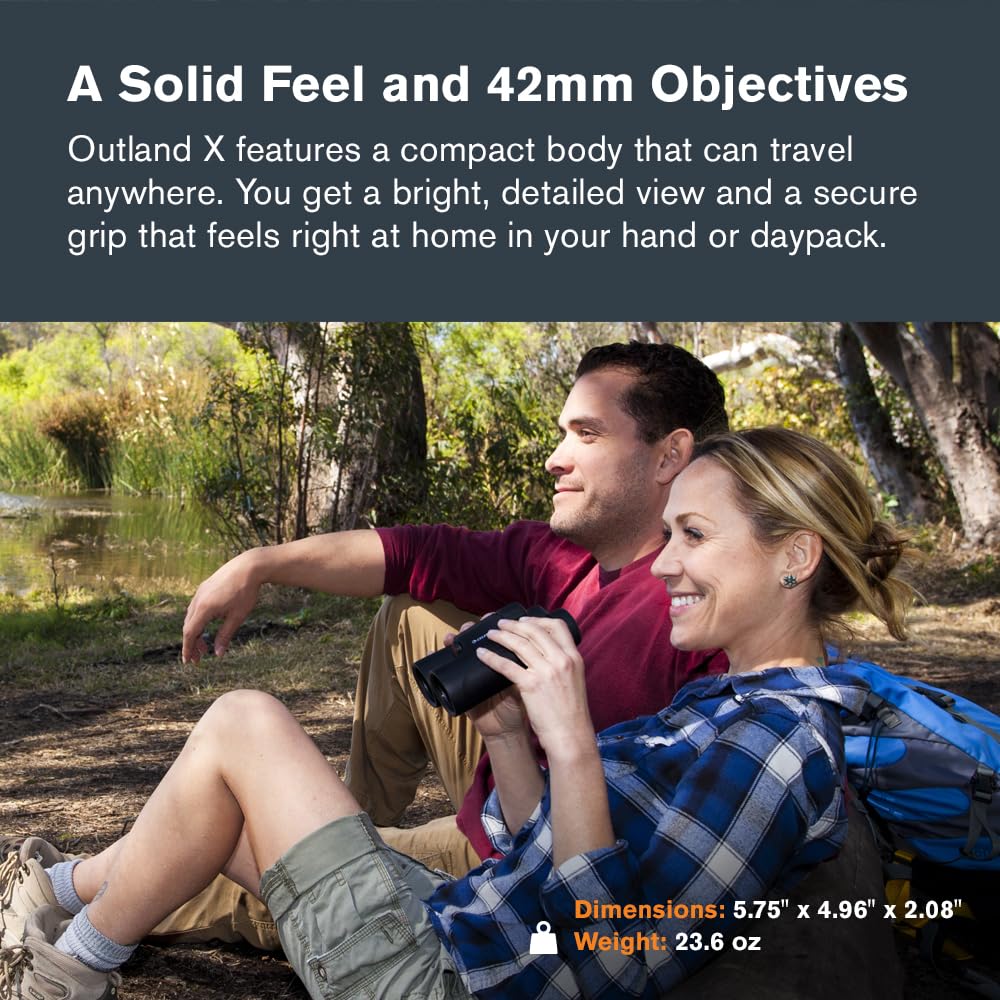 Celestron Outland X 10x42 lens caps safeguarding optics during transport