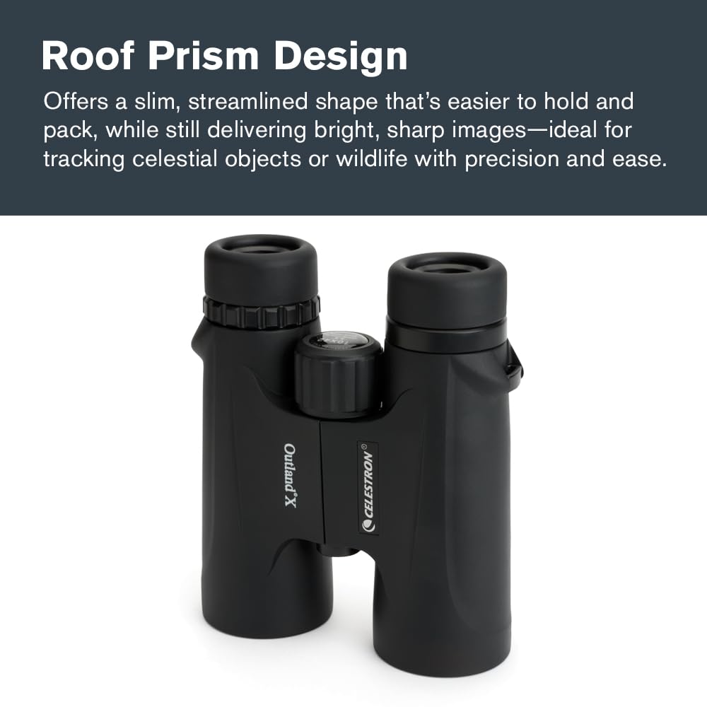 Celestron Outland X 10x42 objective lenses delivering bright views on the trail