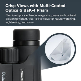 Celestron Outland X 10x42 rain guard prevents moisture on wet days