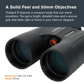 Celestron Outland X 10x50 binoculars in case for secure travel