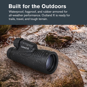 Celestron Outland X 10x50 monocular rubber-armored body for secure field grip.