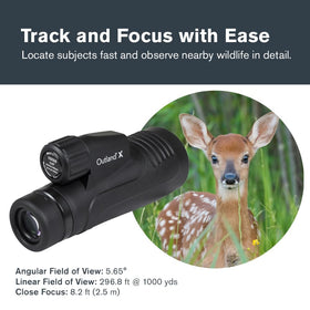 Celestron Outland X 10x50 monocular waterproof and nitrogen-purged for fog-free viewing.
