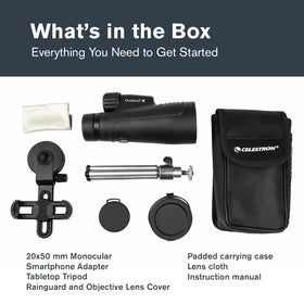 Celestron Outland X 50mm objective lens captures more light for brighter images.