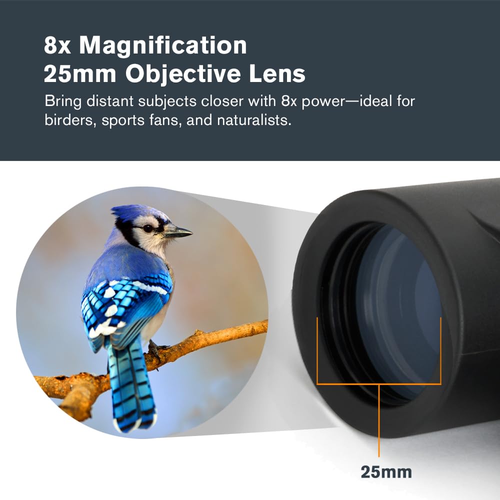 Celestron Outland X 8x25 binoculars with BaK-4 prisms for sharp, color-accurate views