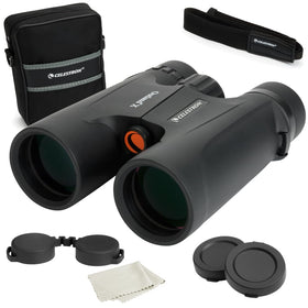 Celestron Outland X 8x42 front view for rugged outdoor viewing and birding