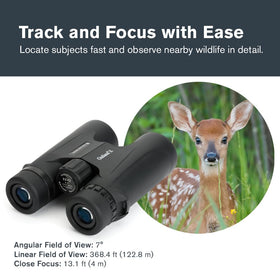 Wide 7° field of view to track movement across open landscapes