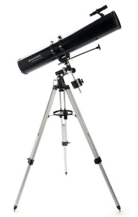 Celestron PowerSeeker 114EQ eyepieces ready for crisp lunar viewing.