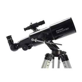 Celestron PowerSeeker 80AZS on a tripod for stable outdoor viewing