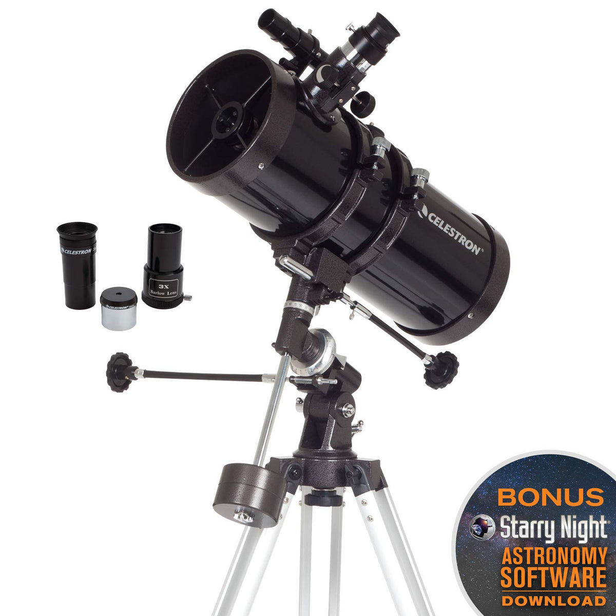 Celestron PowerSeeker 127EQ German mount enables smooth tracking for beginners.