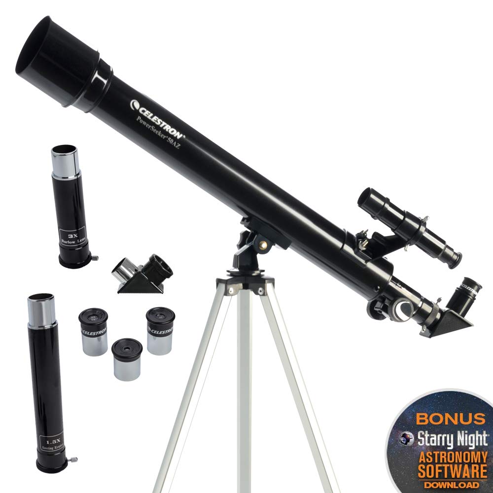 Celestron PowerSeeker 50AZ setup in action, ideal for backyard astronomy sessions.