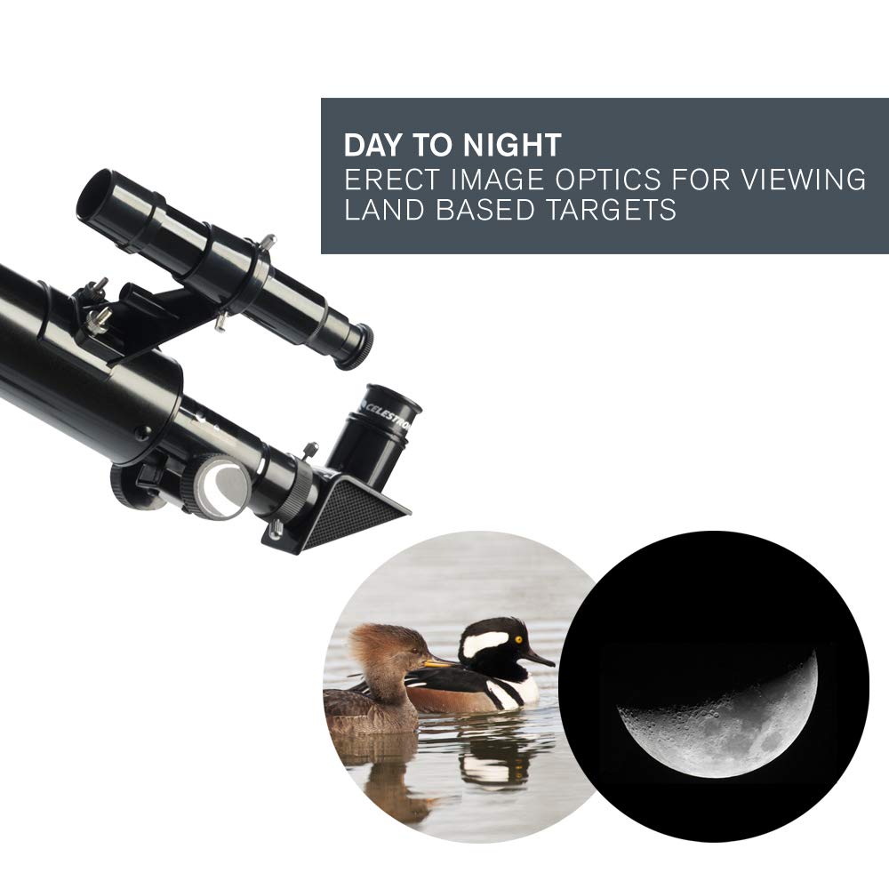Celestron PowerSeeker 50AZ yoke mount demonstrates smooth manual pointing.