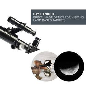 Celestron PowerSeeker 50AZ yoke mount demonstrates smooth manual pointing.
