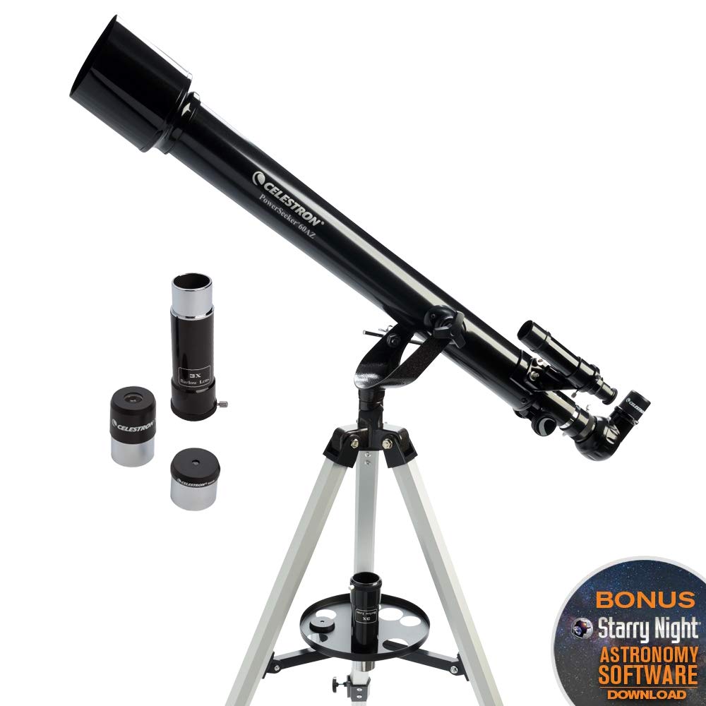 Celestron PowerSeeker 60AZ eyepieces 20mm and 4mm for versatile magnification