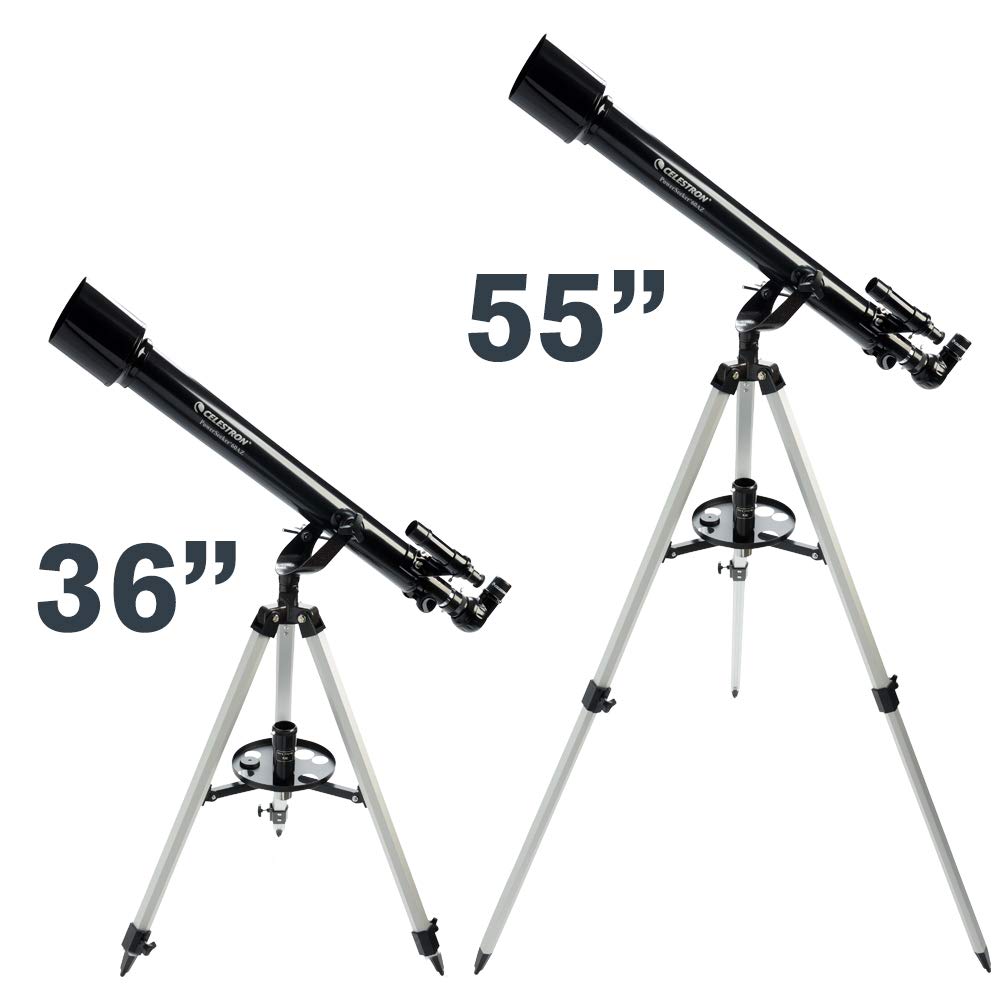 Celestron PowerSeeker 60AZ moon view showcasing craters and texture