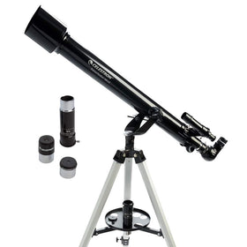 Celestron PowerSeeker 60AZ front view highlighting portable beginner-friendly design