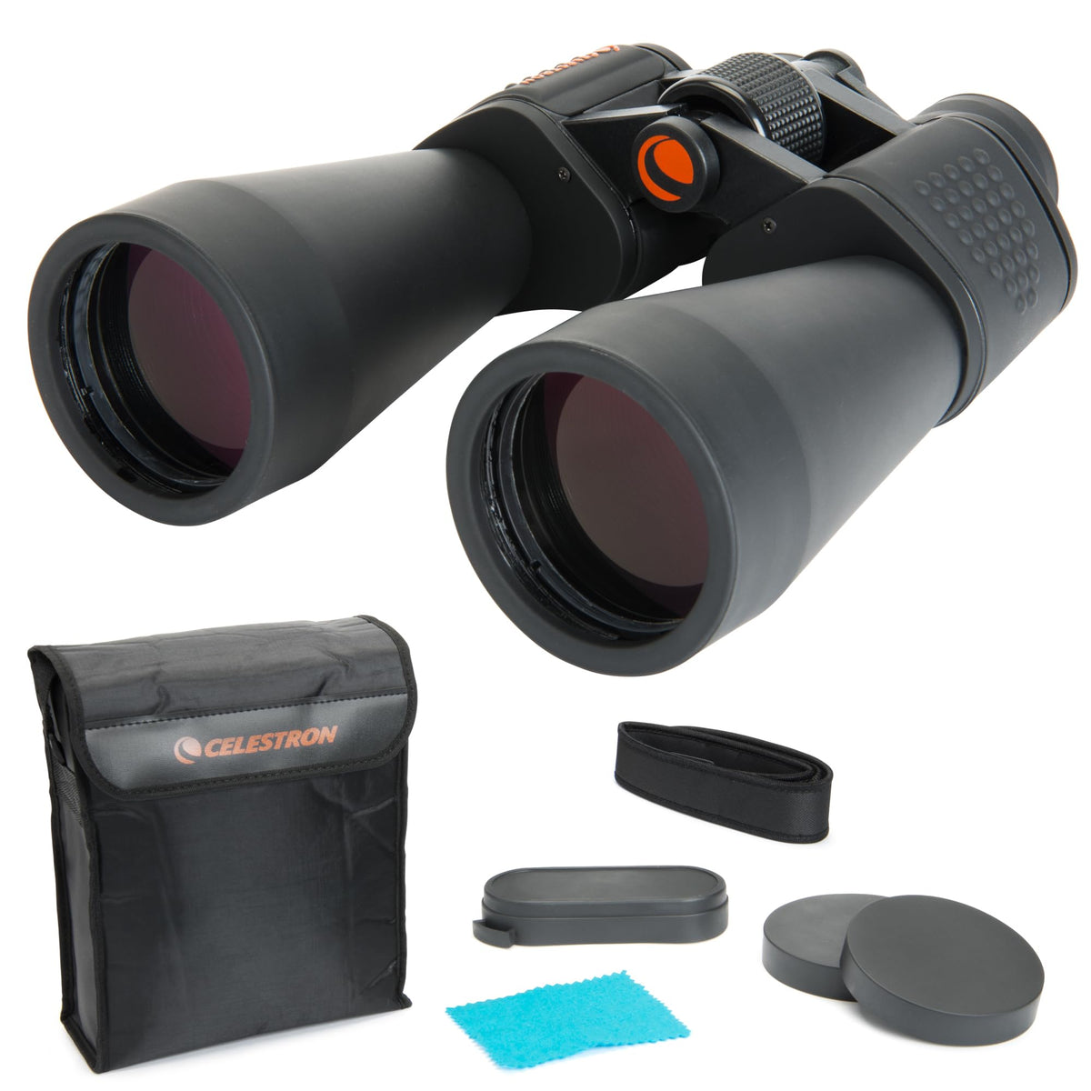 Celestron SkyMaster 12x60 binoculars with carrying case for secure transport and quick setup.