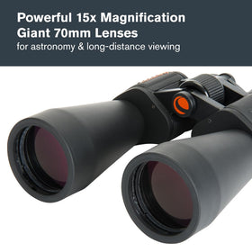 Celestron SkyMaster side-shot showing rugged rubber armor and durable design.