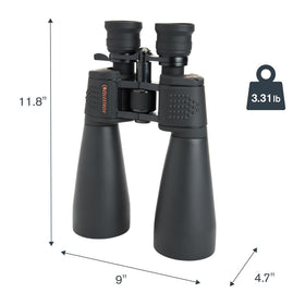 Celestron SkyMaster case and accessories arranged for travel