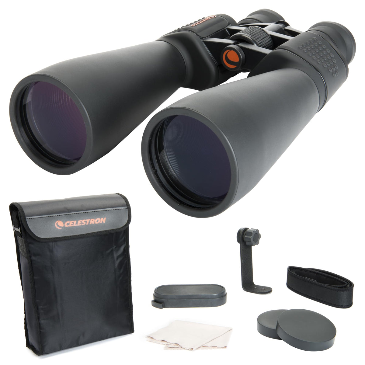 Celestron SkyMaster 15-35x70 binoculars front view for bright distant viewing