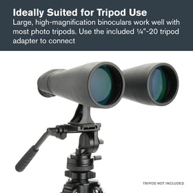 Celestron SkyMaster 25x70 mounted on tripod for stabilized long-distance viewing