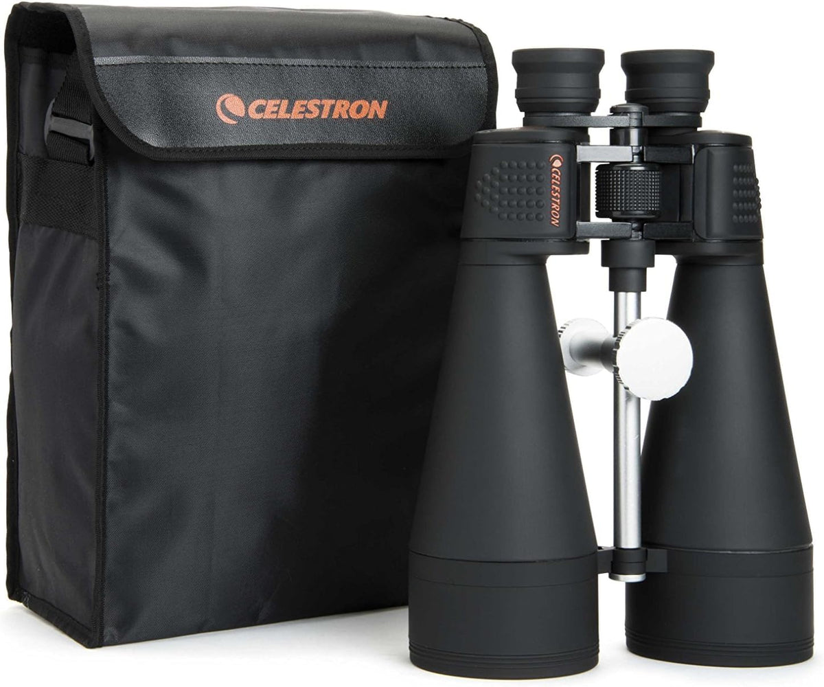 Deluxe carrying case protects Celestron SkyMaster during travel and storage.