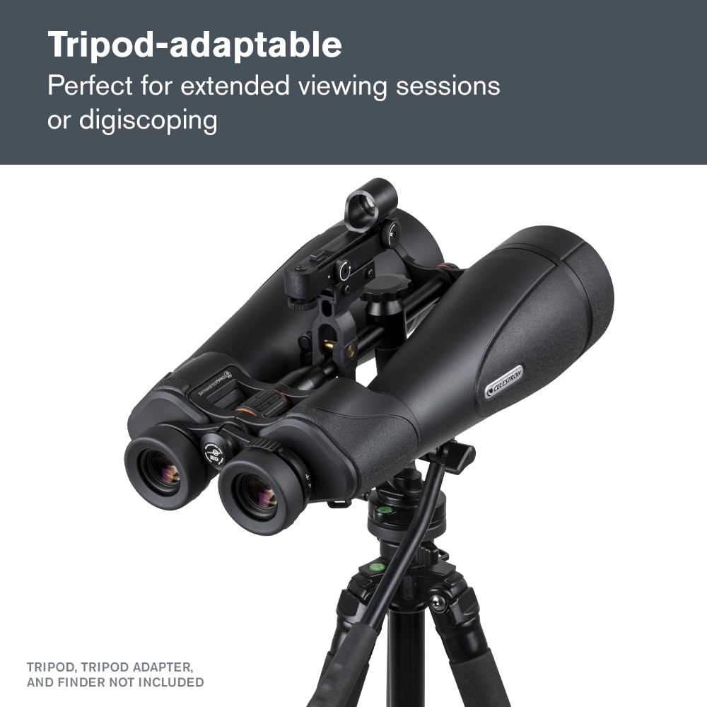 Celestron SkyMaster Pro ED 20x80 with waterproof, rubber-armored body for all-weather use.