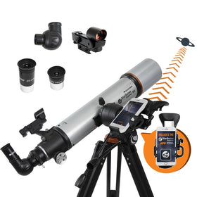 Celestron StarSense Explorer DX-102AZ docked smartphone guides beginners to stars and planets