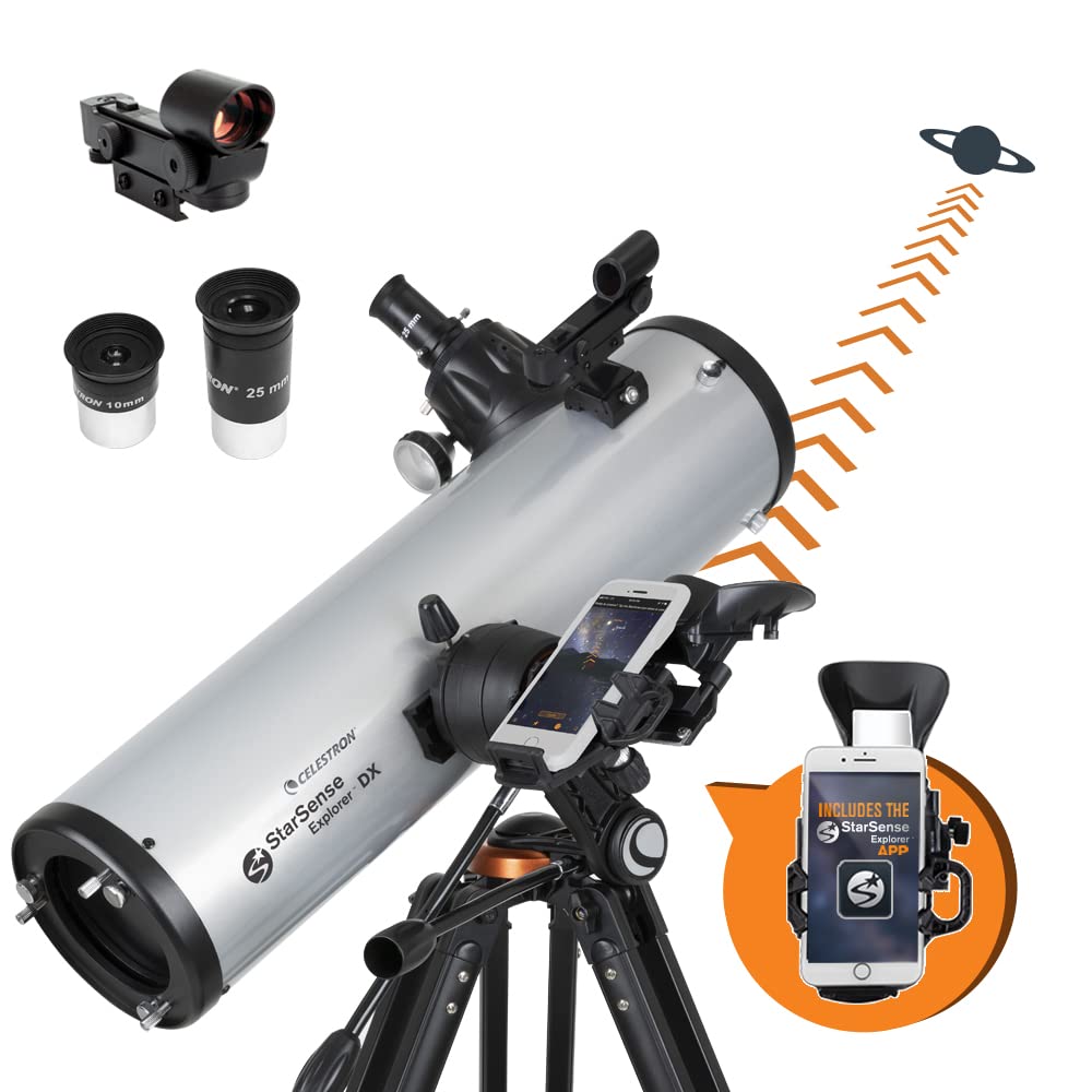 Celestron StarSense Explorer DX-130AZ view through eyepiece showing bright lunar detail