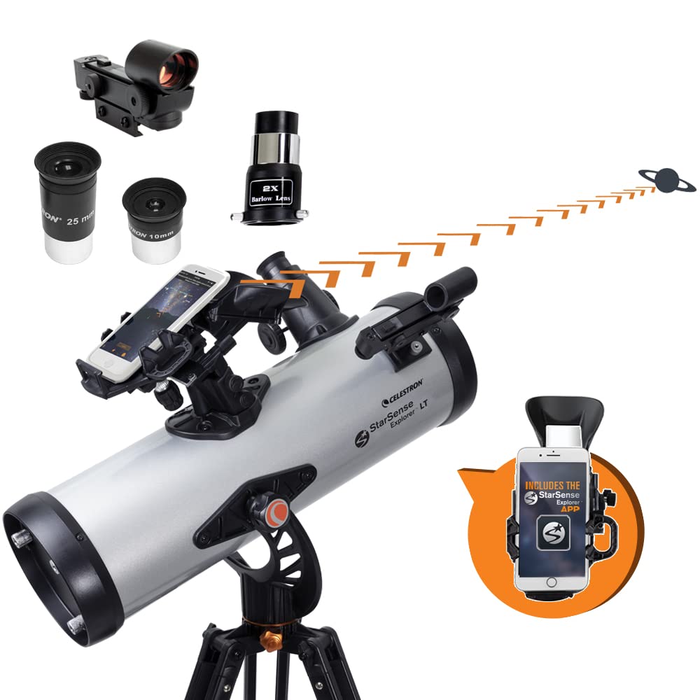 Celestron StarSense Explorer LT 114AZ smartphone dock for quick sky navigation