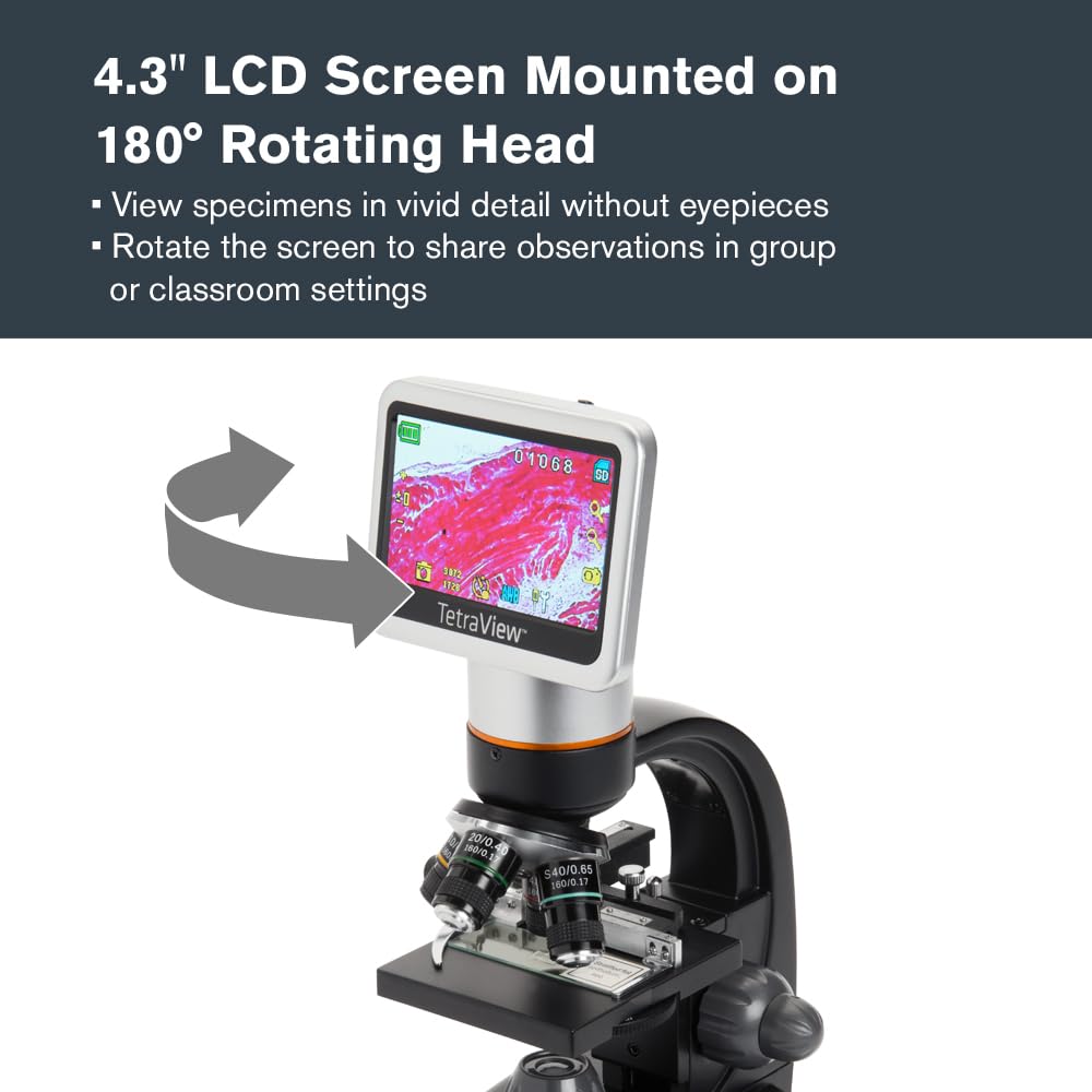 Celestron TetraView 5MP camera captures high-resolution images and video.