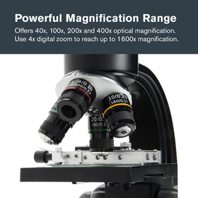 Celestron TetraView 6-position filter wheel enhances contrast and lighting.