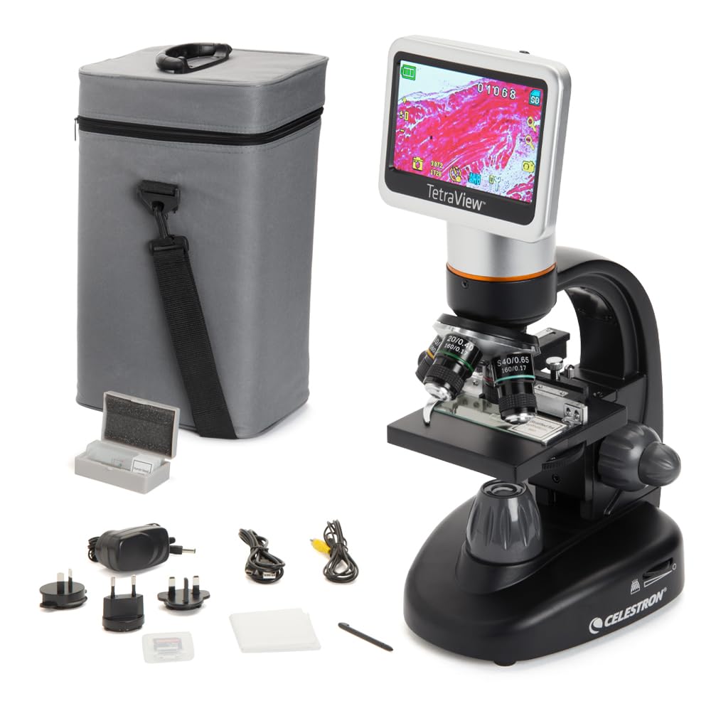 Celestron TetraView LCD screen enables shared viewing for group learning.