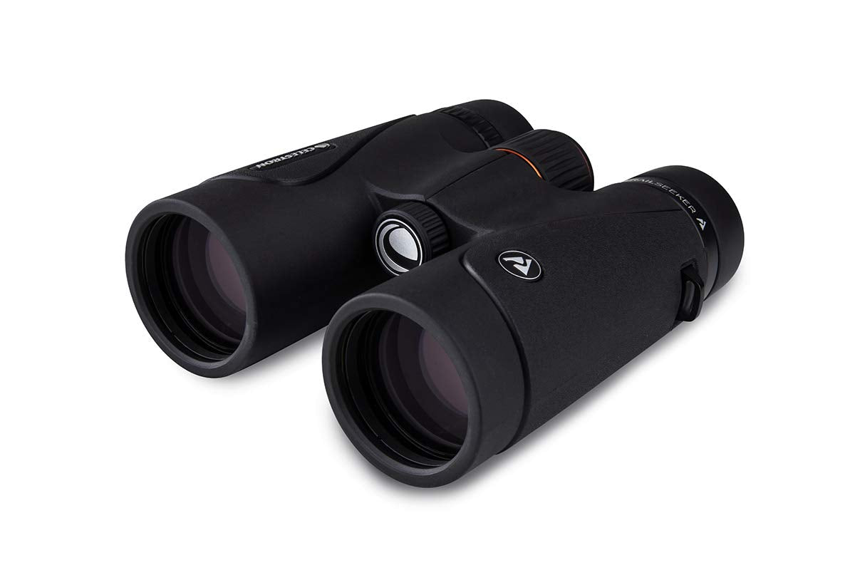 Celestron TrailSeeker 10x42 closeup for sharp birdwatching detail.