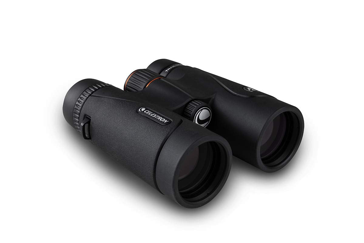 Celestron TrailSeeker 10x42 phase-coated prisms brighten dim scenes.