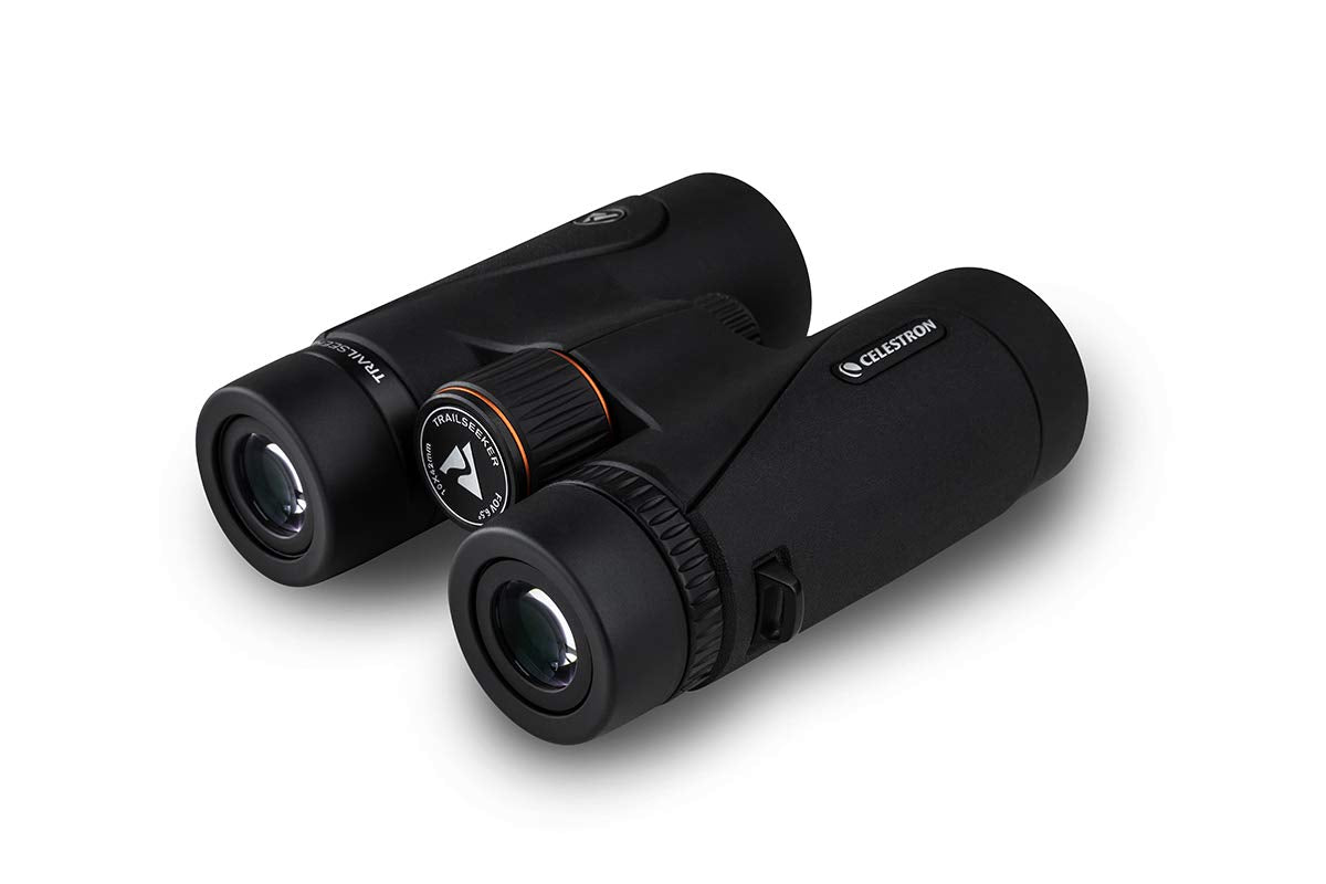 Celestron TrailSeeker 10x42 waterproof design for rugged outdoor use.