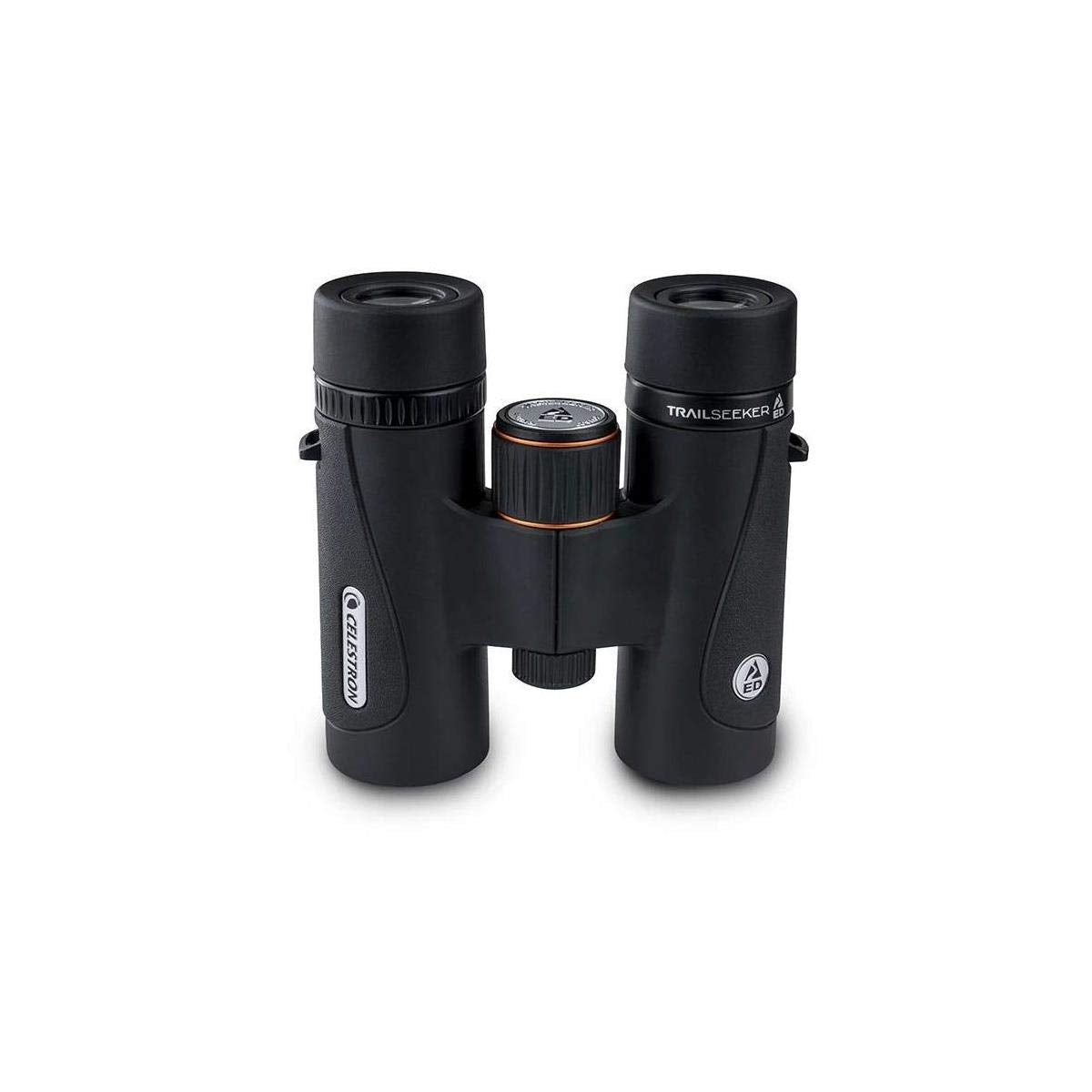 Celestron TrailSeeker ED 10x32 dielectric prism coating close up improves light transmission.