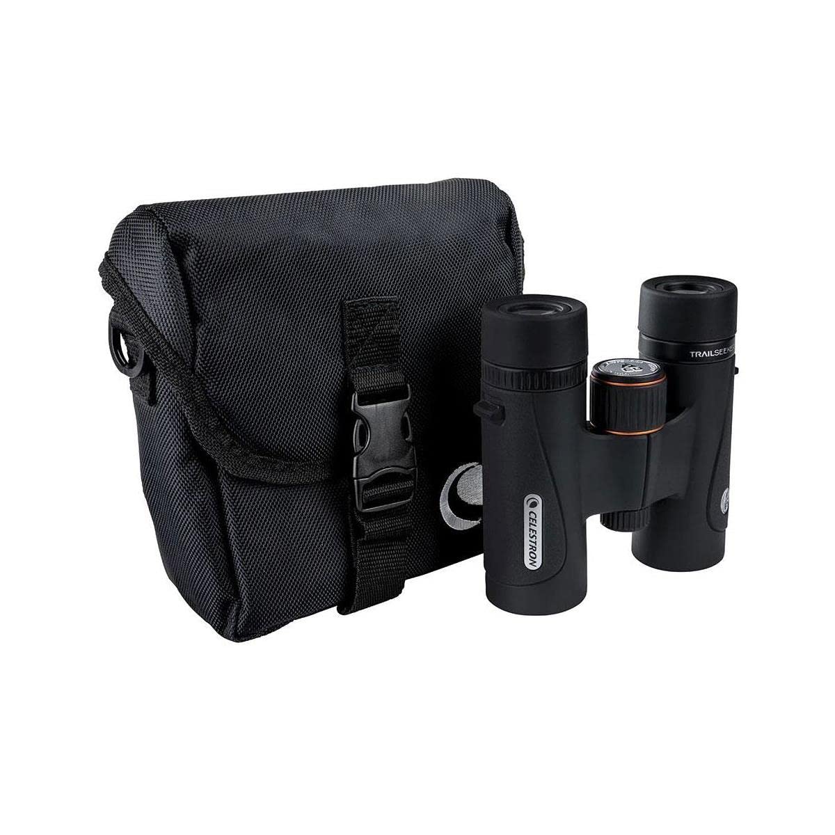Celestron TrailSeeker ED 10x32 tripod mount demonstrates extended viewing capability.